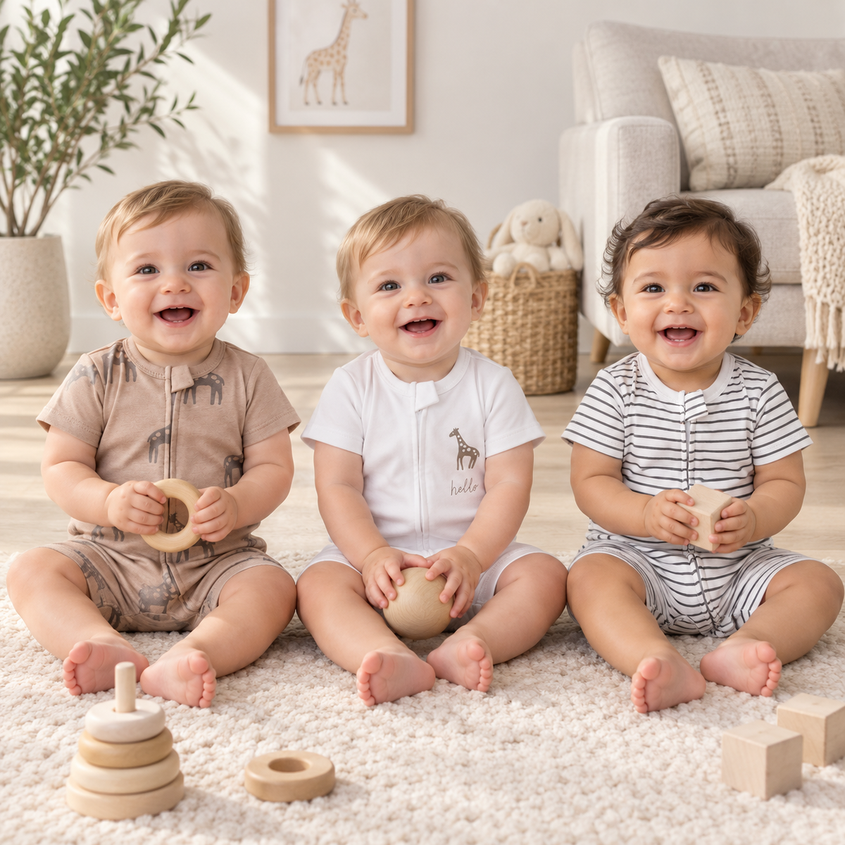 Set x 3 Enterizos Verano Jirafas